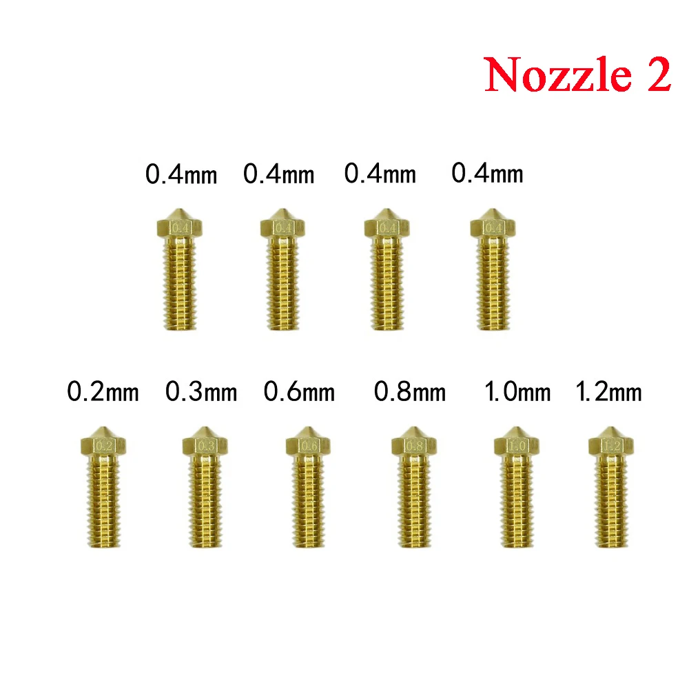 

Artillery 3D Printer Volcano Nozzles kit 0.2/0.3/0.4/0.6/0.8/1.0/1.2mm For 1.75mm Filament High Flow Big Caliber Lengthen Copper