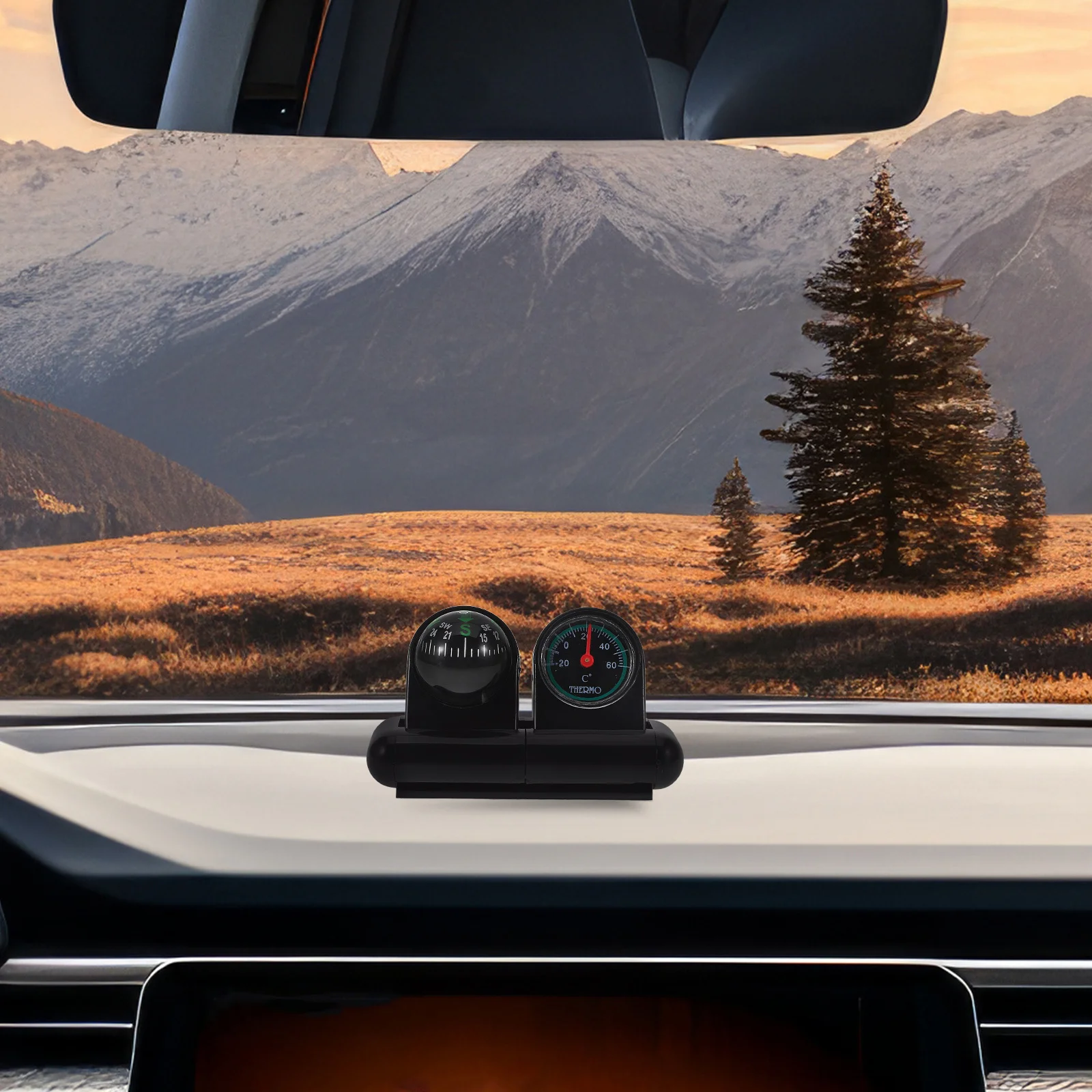 

Dashboard Compass Thermometer Car Interior Accessory Precise Navigation Temperature Monitoring Minimalist Design