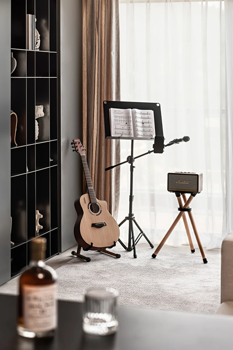 Modern minimalist and extravagant music theme guitar stand score