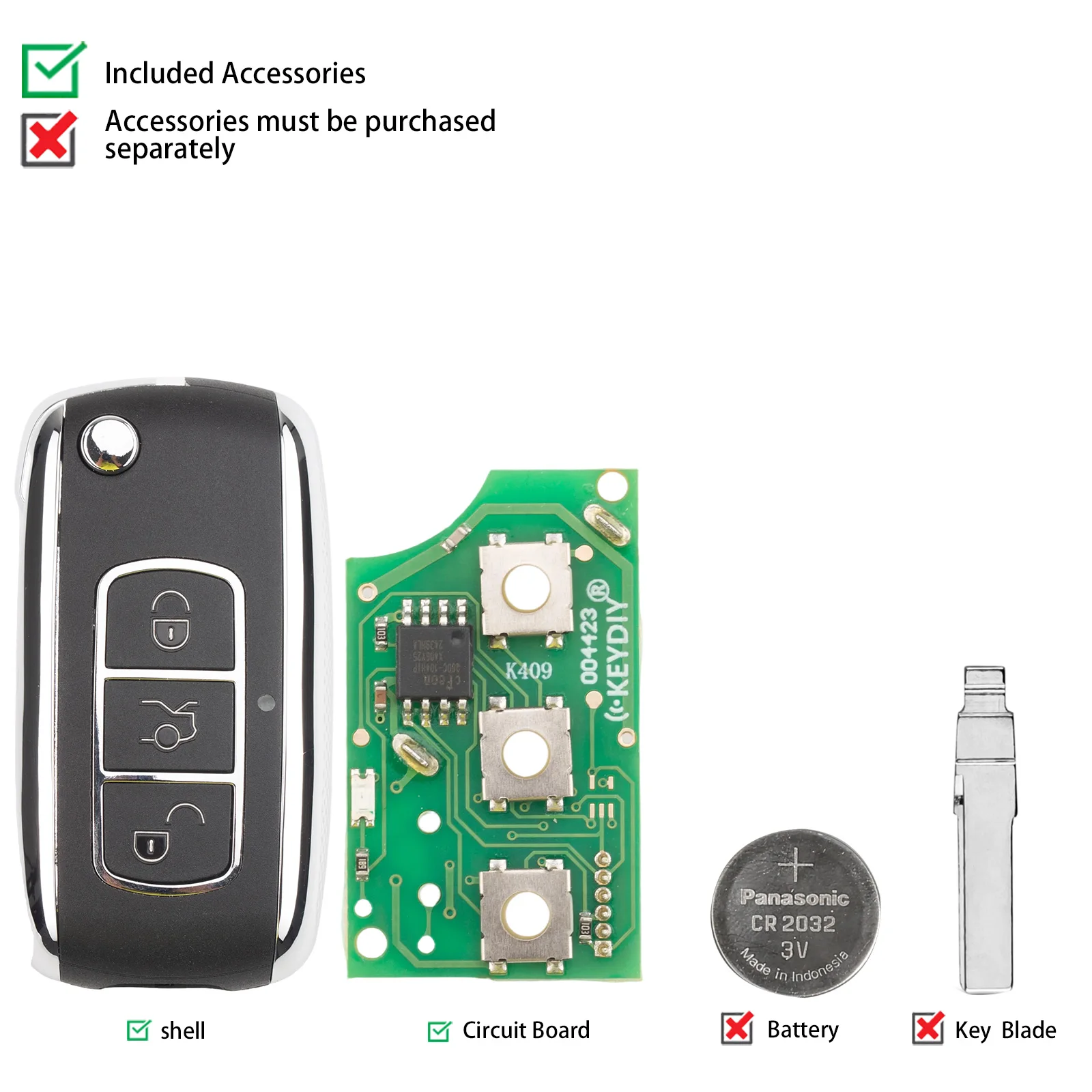 KEYDIY KD B07-3 Universal Flip Remote Key 3 Buttons Compatible with Bentley Type