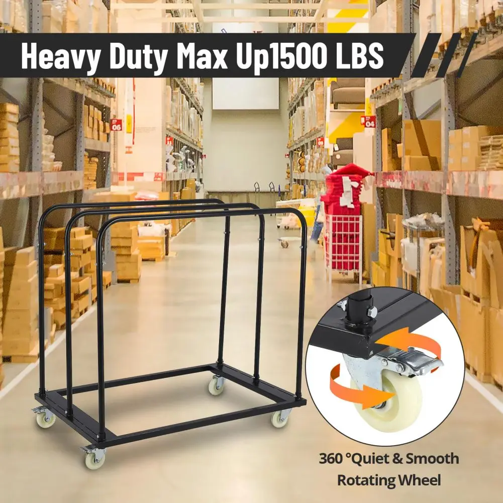 Steel Panel Truck 1500 LBS Panel Dolly Cart With 5 Swivel Casters Deck Heavy-Duty Drywall Sheet Cart Handling Wall Warehouse