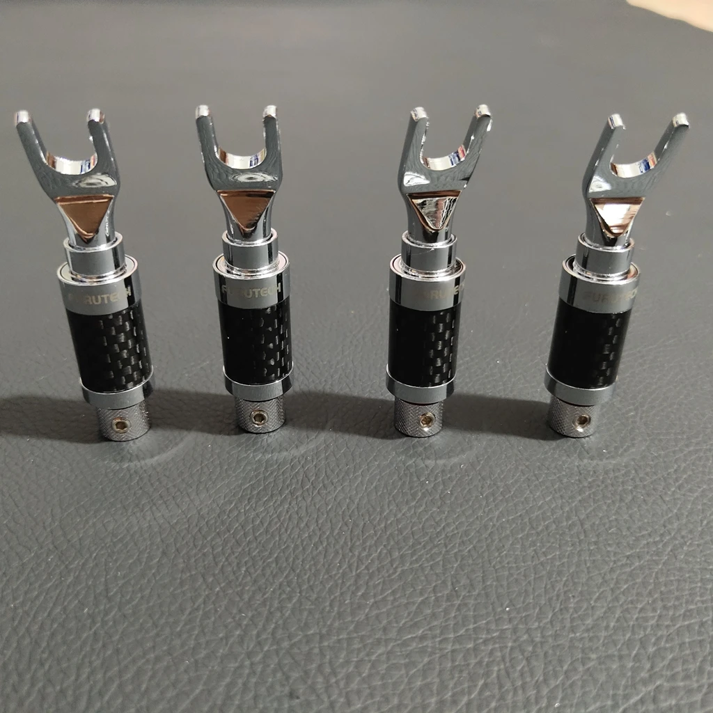 New Promotional Japanese original Furutech rhodium-plated carbon fiber non-magnetic HiFi speaker cable adapter Y spade plug 4pcs