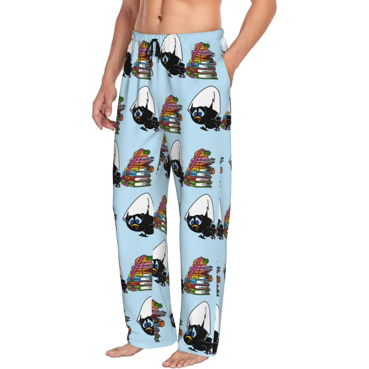 Custom Calimero Pajama Pants Sleepwear Men's Elastic Waistband Cute Cartoon Sleep Lounge Bottoms with Pockets