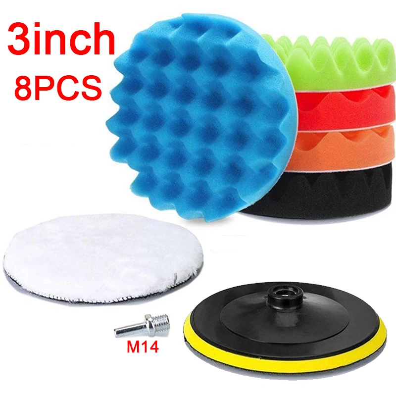 

3inch Car Polishing Pad Sponge Foam Pad Buffer Kit Buffing Waxing Polish Drill Wheel for Polisher Car Repair Scratch Removal