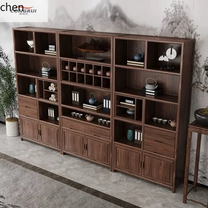 Gz-9 Solid Wood Bogu Rack Elm Wood Bookshelf Display Cabinet Ornament Multi-Treasure Pavilion Tea Storage Rack Partition