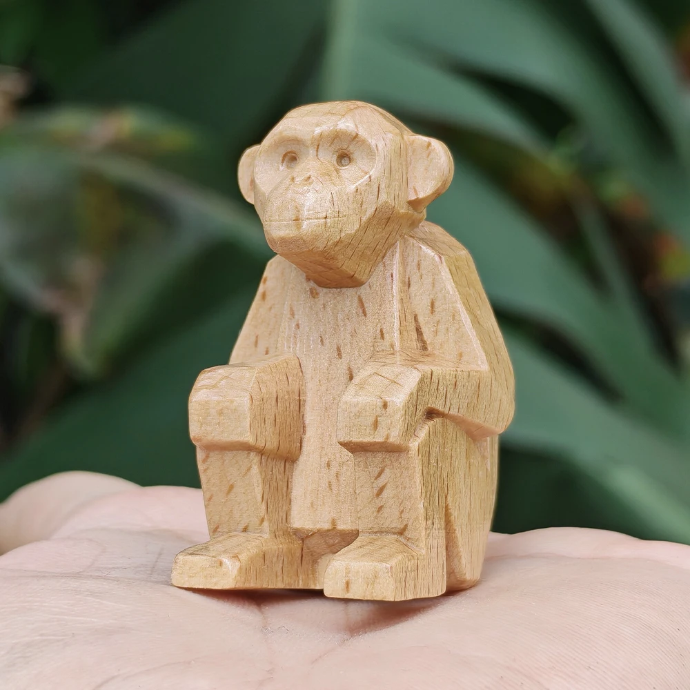 1.8 Inch Hand-Carved Wooden Monkey Figurine Ornament, Abstract Style, Modern Style, Suitable for Holiday Decoration, Tabletop Decoration, Centerpiece, Living Room, Indoor Decoration, Fireplace, Halloween Decoration, New Year's Gift