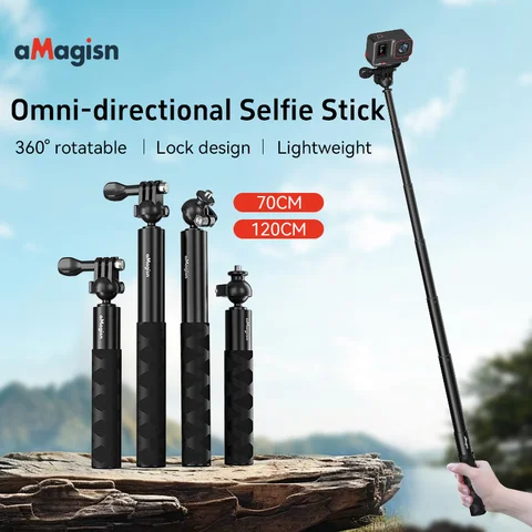 Insta360/DJI/GoPro 360용 aMagisn 전방향 셀카봉용 ° 회전 알루미늄 합금 셀카봉 액세서리