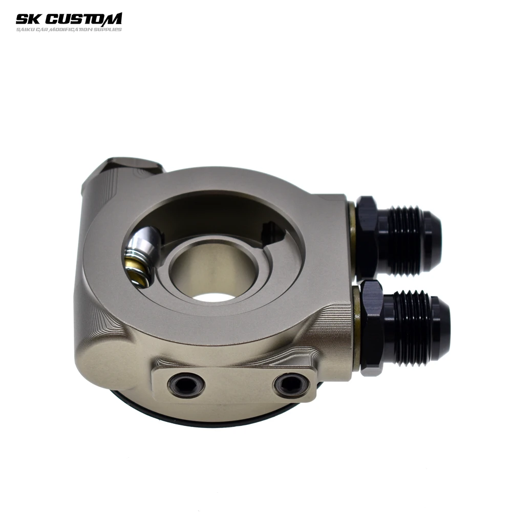 SK CUSTOM Car Conversion Aluminum Oil Cooling Adapter Oil Cooling Kit Sandwich Panel Thermostat Adapter 80° AN10 AN8