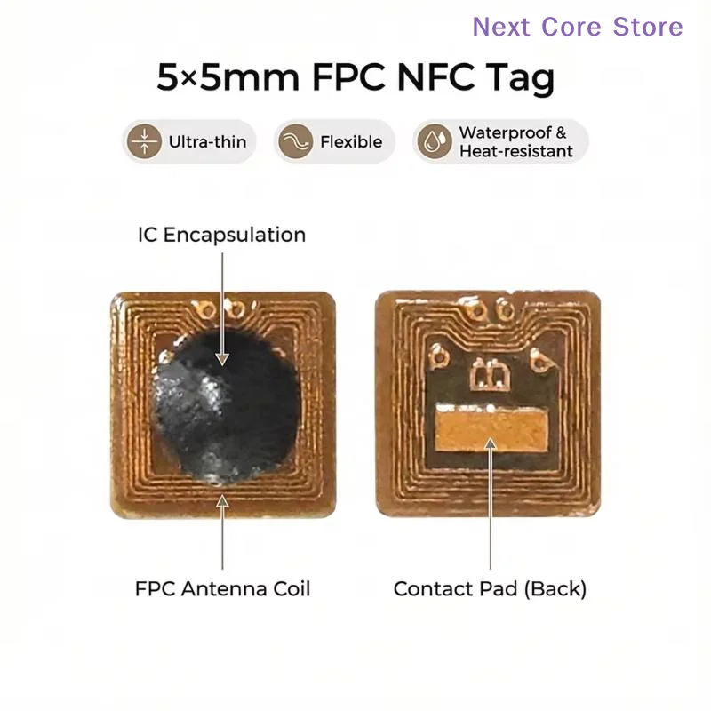 [NC]1/5/10PCS 5*5mm Micro RFID FPC NFC Tag Sticker Programmable 1mm Reading Range For Access Control And Supply Chain Management