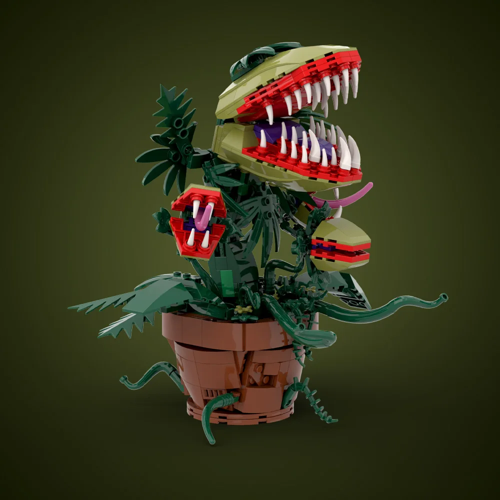 MOC Audrey II Piranha Plant Building Block Chomper Potted Plants Horrors Flower Model Bricks Assemble Toys Children Collect Gift