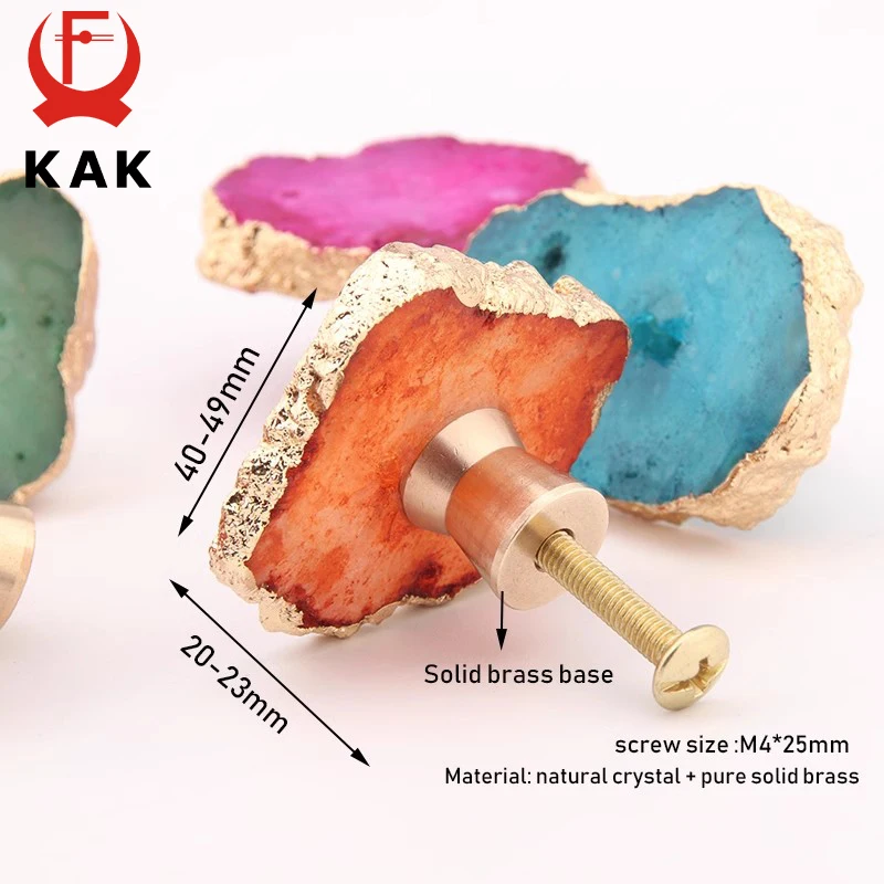 KAK Natural Agate Cabinet Knobs and Handles Nordic Style Drawer Knobs Kitchen Handles Decorative Furniture Knobs Hardware