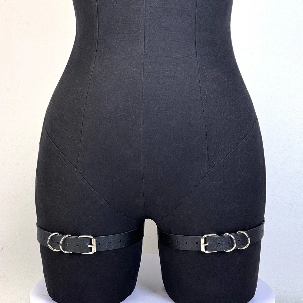 1 Paar schwarze modische Oberschenkelriemen für Damen, JK, verstellbare Oberschenkelriemen, Gothic-Punk-Oberschenkelriemen, modisches Oberschenkelzubehör – Detail 10