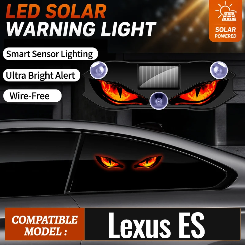 Special For Lexus ES Car LED Solar Devil Eye Warning Flash Light Triangle Dynamic Wireless Window Strobe Decorative Light
