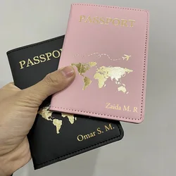 Capas de passaporte personalizadas fofas com nomes Nome personalizado de casal Nome da capa de passaporte na cor preta