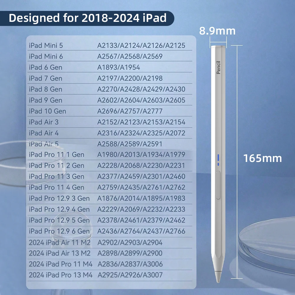 For Apple iPad New Stylus Pencil, for 2018-2024 iPad Air 11 13 M2 2024 Pro 11 13 M4 Attaches, charges, and pairs magnetically