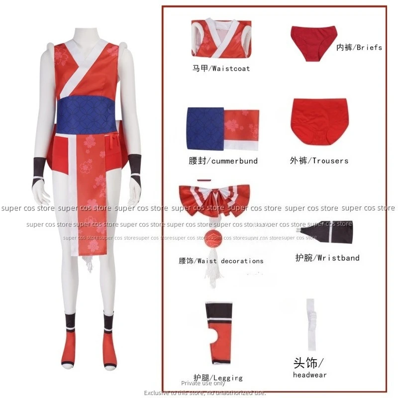 

Fighter Fantasia Mai Shiranui Cosplay Costume wig Sexy Adult Women Roleplay Dress Belt Outfits Halloween Carnival Party Suit