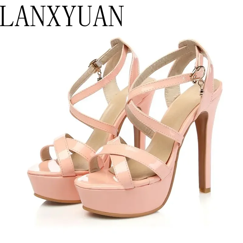 

Новые сандалии-гладиаторы модель 2017 Модная пикантная дамская обувь больших размеров 30–48 Дамские туфли-лодочки на супервысоком каблуке Свадебные туфли 431–3