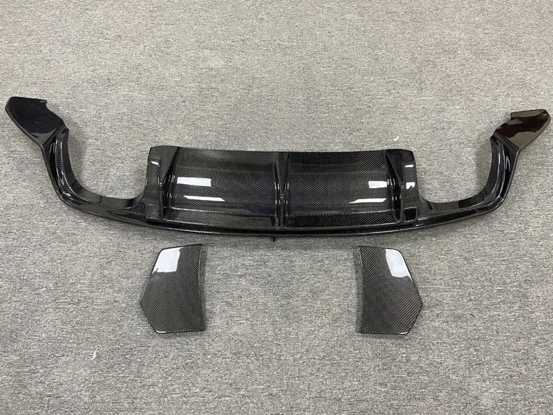 Carbon Fiber Rear Bumper Lip Diffuser with Side Splitter Spats Panel Aprons For 15-19 Audi TT Sline TTRS MK3