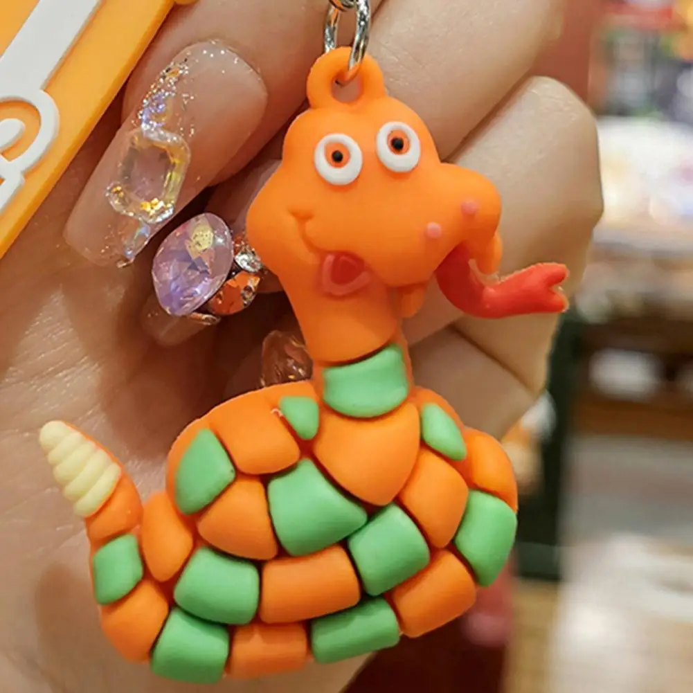 Charm Decorative Keyring with Lanyard Cool Keychain PVC Snake Car Handbag Backpack Phone Luggage Accessories