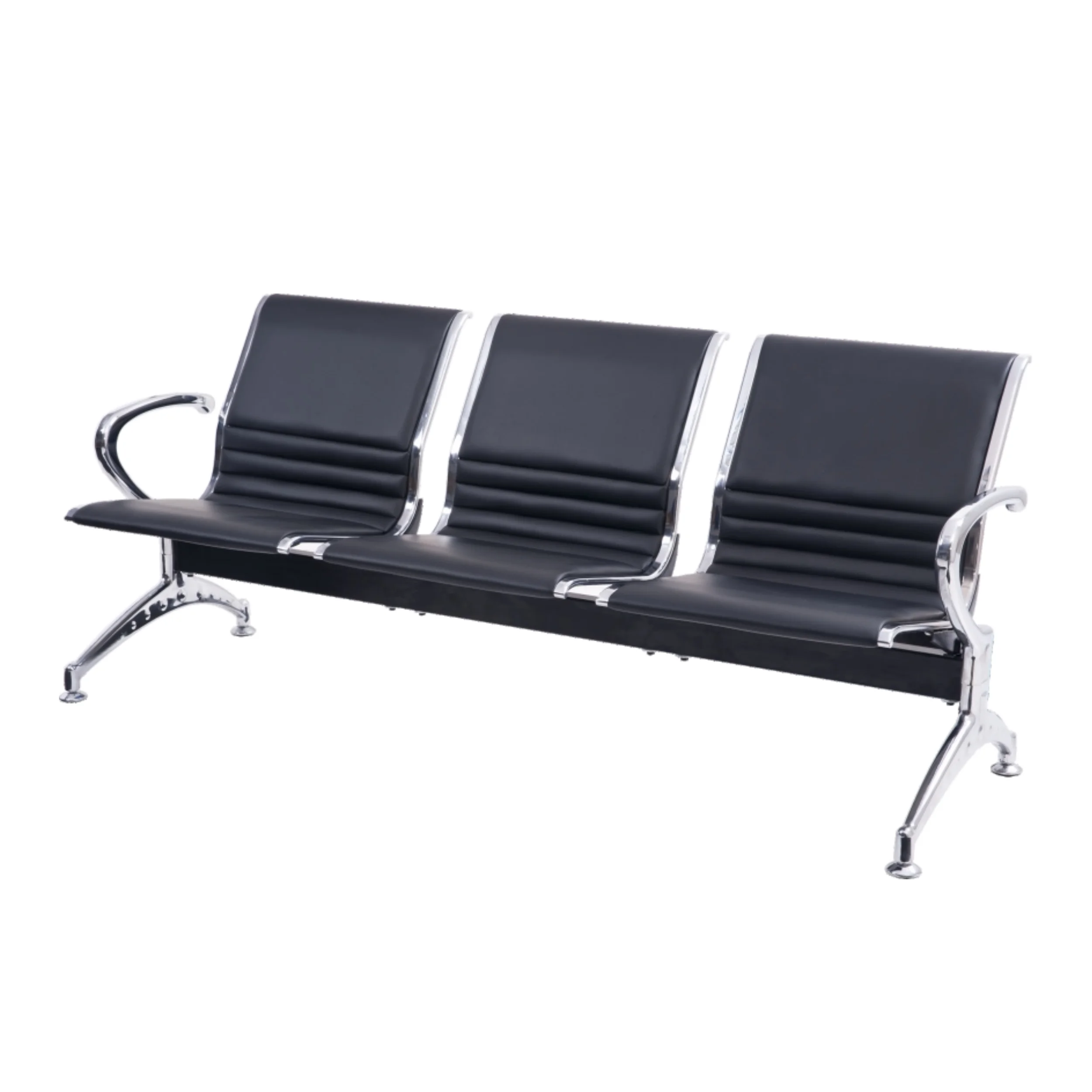 EU-813A 2024 Waiting Bench For Office Public Chair In Airport With Leather Cushion 3 Seater