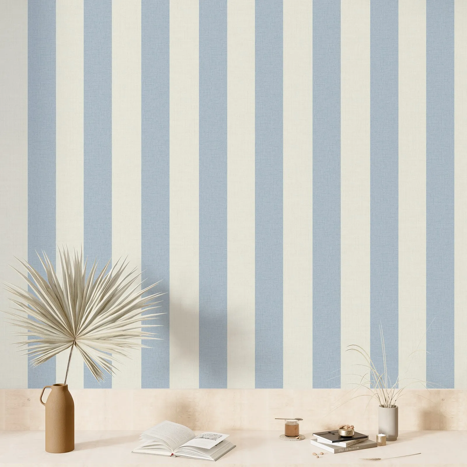 Bold Stripe Wallpaper Peel and Stick,Blue Stripe Wall Mural For Nursery Room Decoration,Self-adhesive Or Traditional Non woven