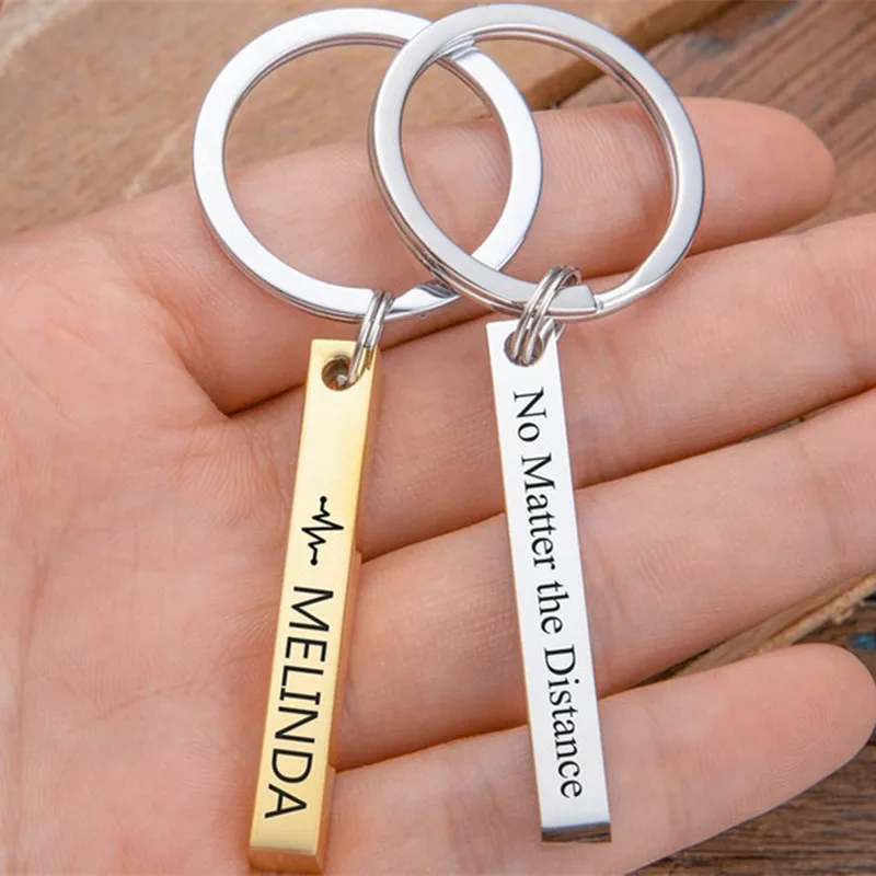 Personalized Bar Keychain Engraved Custom Keychain Drive Safe Mens Monogram Keychain Gift for Dad Fathers Day Boyfriend