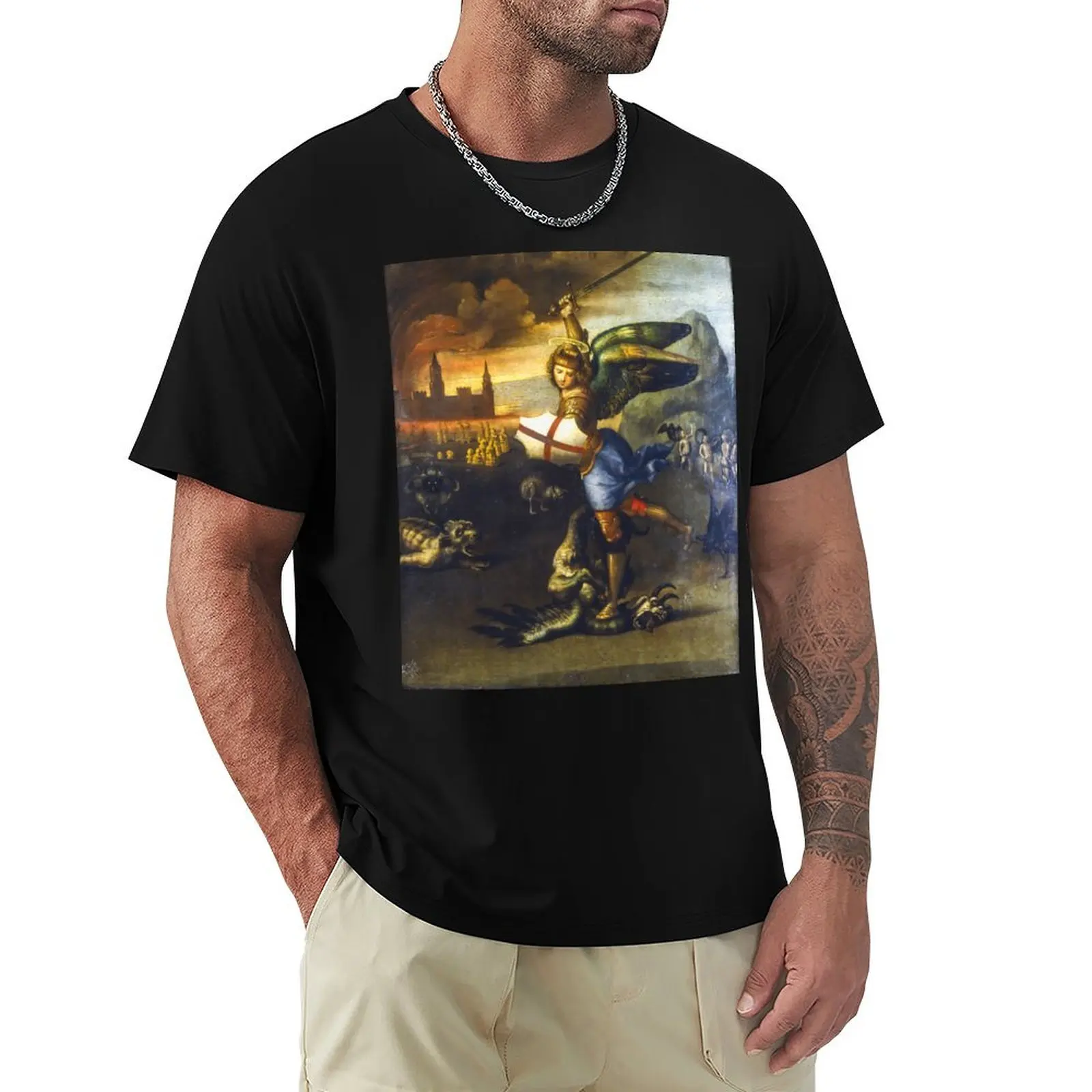 St. Michael by Raphael T-Shirt Basic Solid Color Short Sleeve Cotton Top