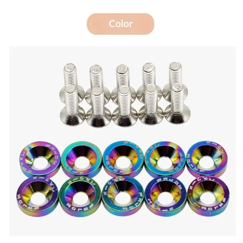 M6 Bolt Screw Set Premium Metal 10/20pcs with Sealing Gasket for Auto Refit Fenders Bumpers Engine Maintenance Use