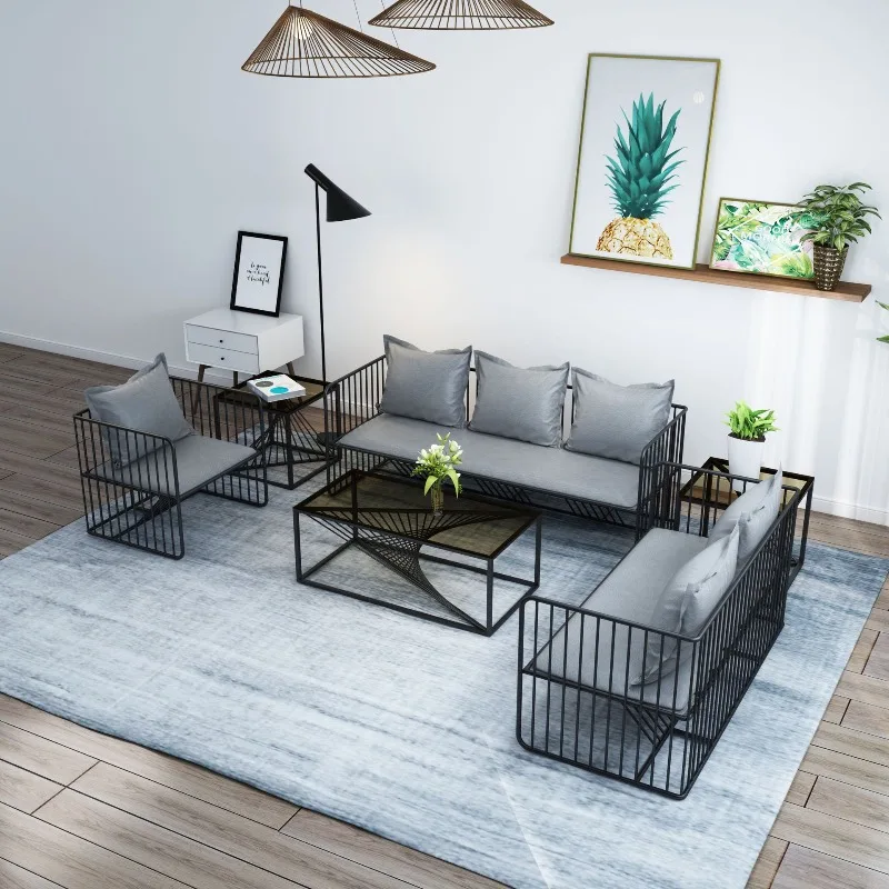 Nowoczesna, prosta sofa materiałowa do salonu, lekka luksusowa sofa wypoczynkowa, sofa do negocjacji biznesowych, zestaw z stolikiem kawowym.