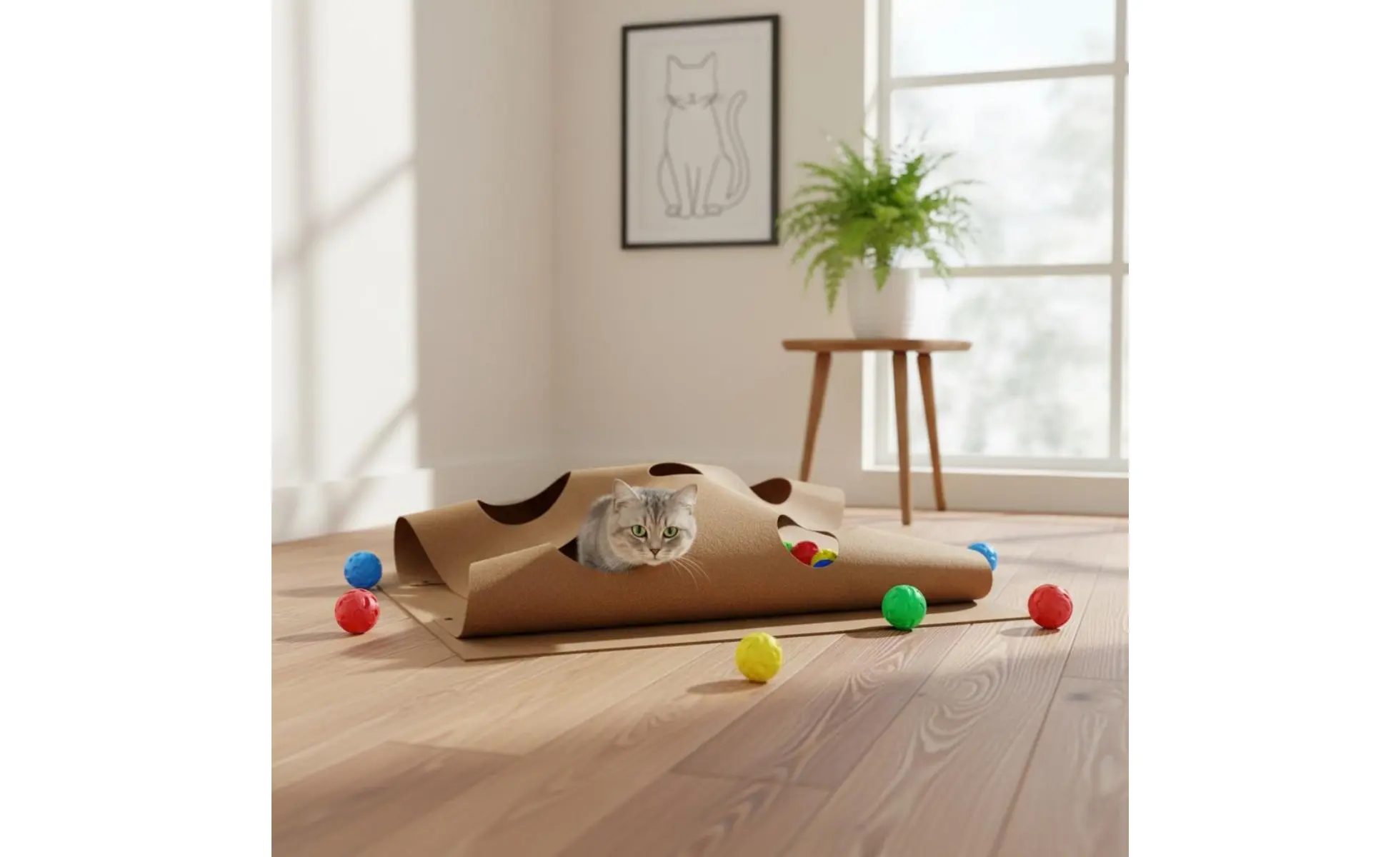 Felt Cat Maze Agility Training Cat Tunnel Mat Pet Supply Gnaw Resistant for Kittens, Indoor