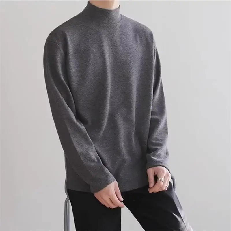 

Long Sve Men's Winter Casual Sportive Underwear Large Size Base irt T-irt Simple High-End Feeling Youth Faion Polyes...