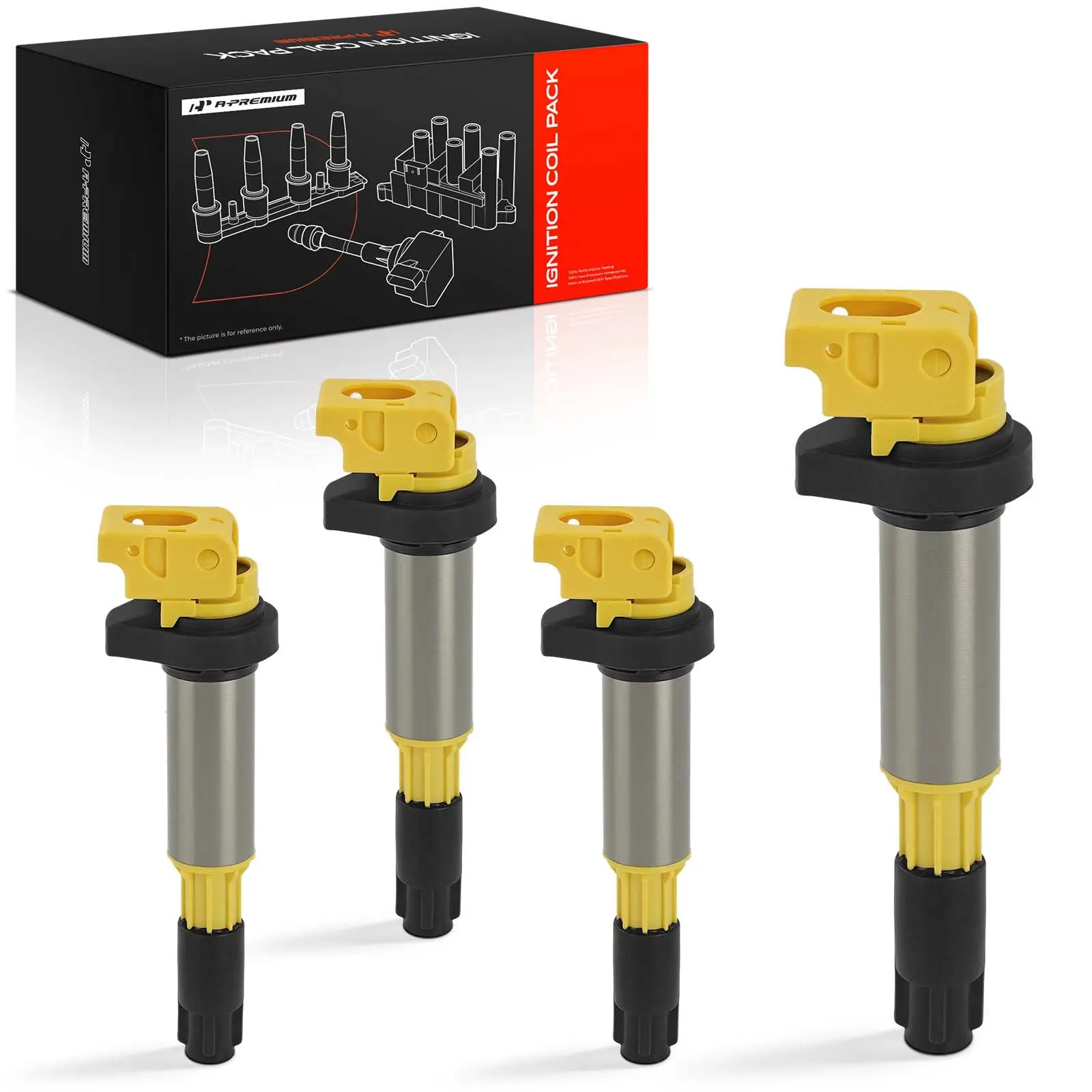 A-Premium 4pcs Yellow Ignition Coils for BMW 320i 328i X5 528i 545i 550i X3 Mini Rolls-Royce