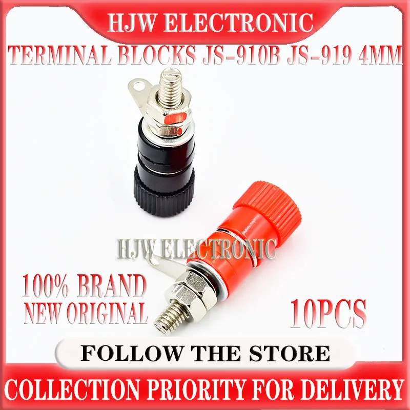 

10PCS Terminal Blocks JS-910B JS-919 4mm Amplifier Terminal Connector Binding Post Banana Plug Jack Mount 5pcs Black + 5pcs red