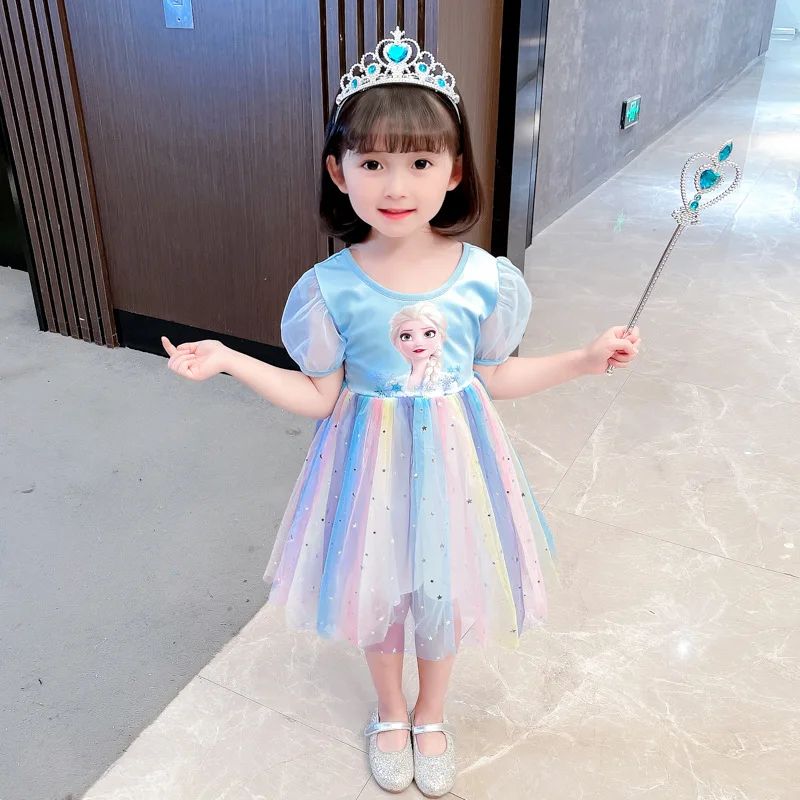 

Elsa Princess Dress Girl Clothes Children Dresses Summer Girls Children's Clothing Mother Kids