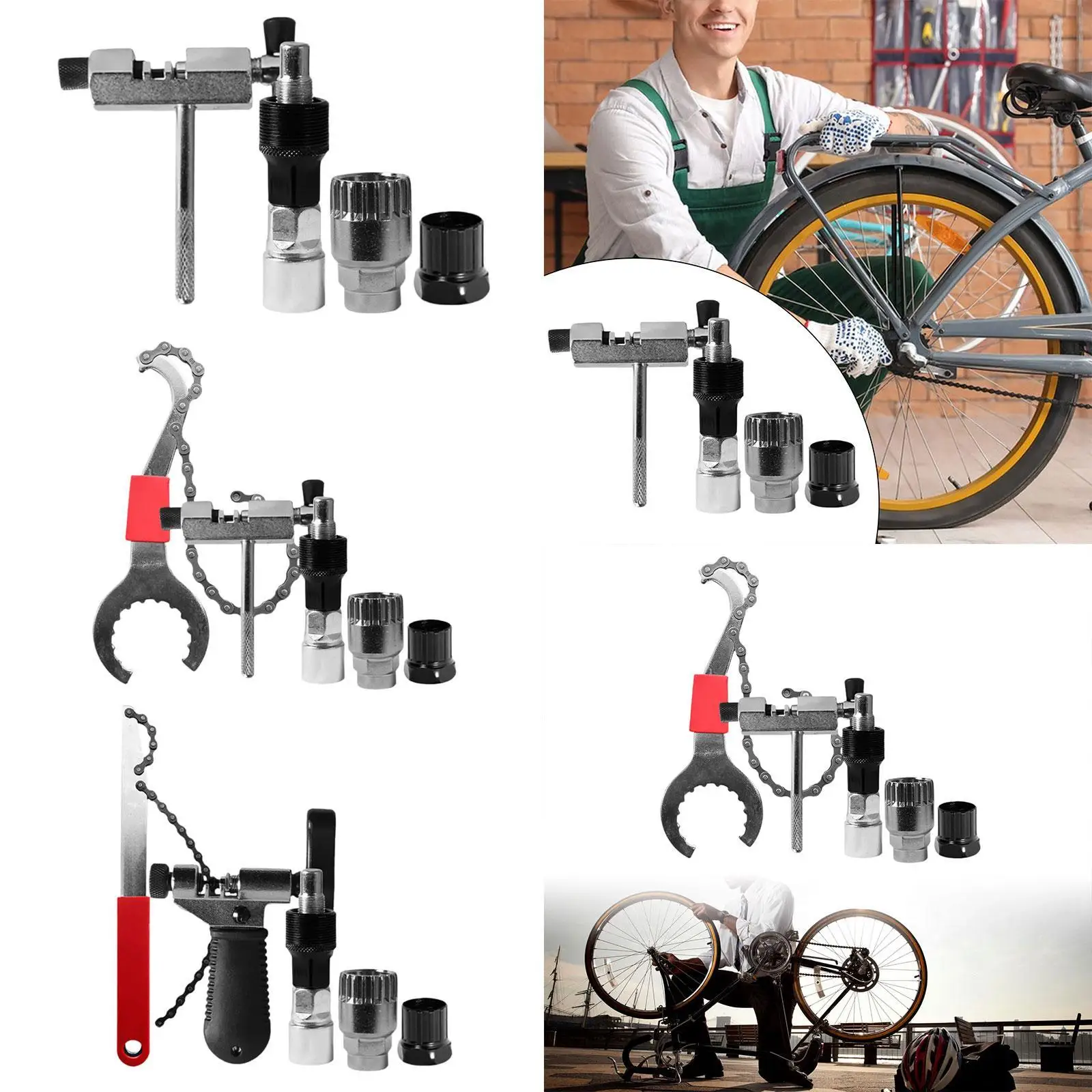 

Bicycle Repair Puller Kit Steel Bottom Bracket Remover Spanner Wrench Set for Mountain Bike Accessories Maintenance