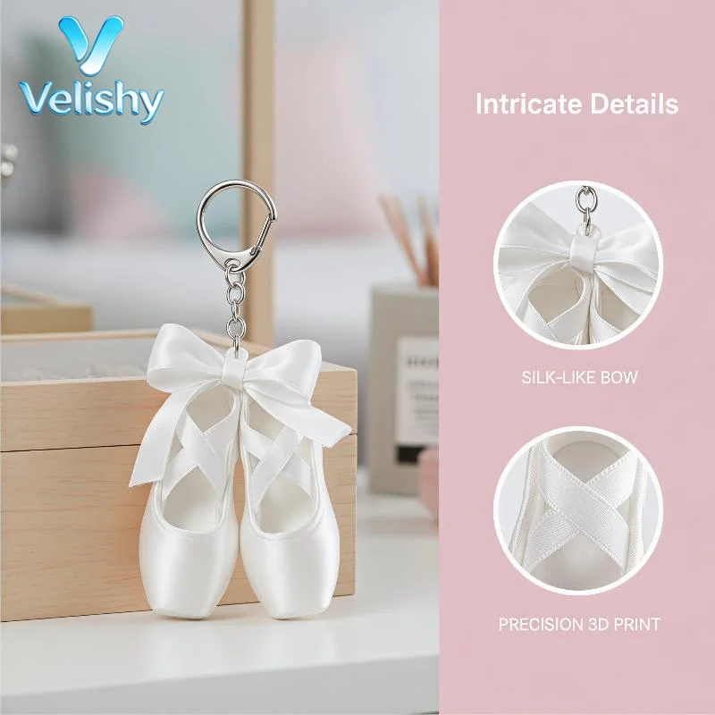 Fashion Ballet Shoes Keychain Lovely Pendant Hanging Ornament Keyring For Headphone Cable Storage Bag Decoration