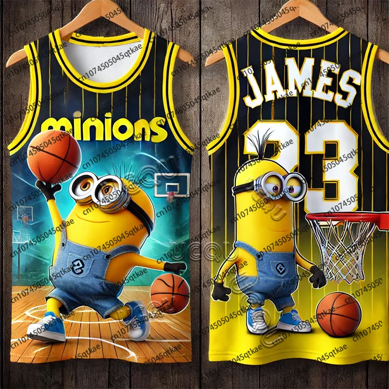 24/25 New Minions Special Edition Basketball Vest James 23 Football Jerseys Mens Women Oversize Sleeveless TShirt Top Adult/Kid