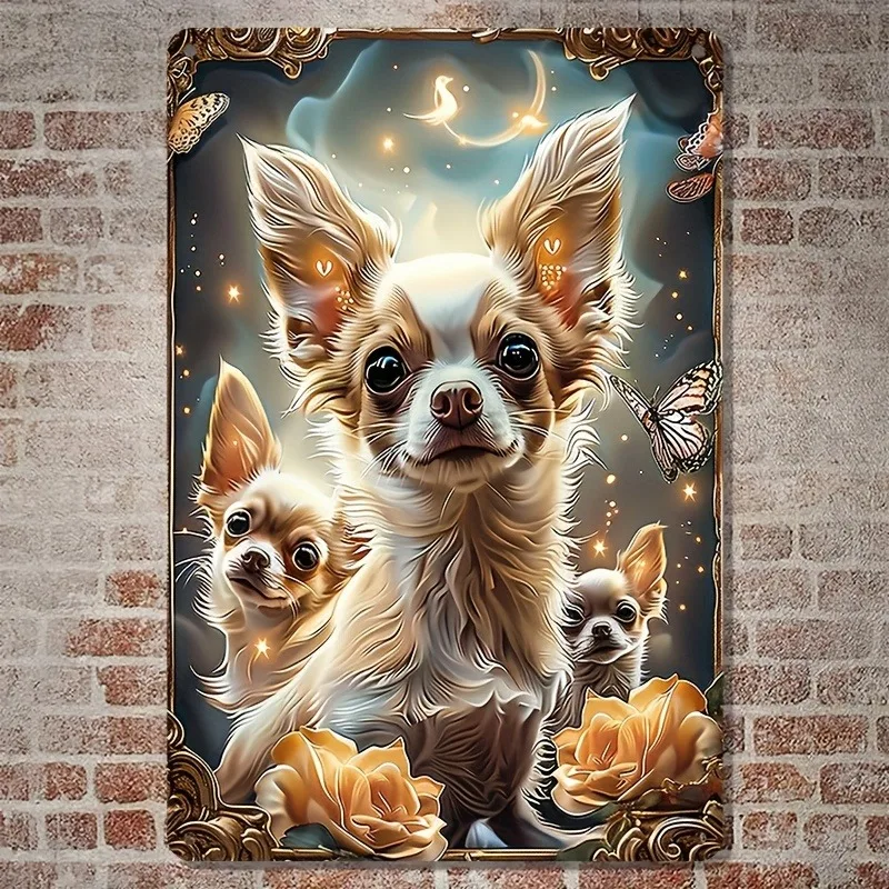 

Chihuahua Artwork Metal Wall Sign, Aluminum, Square Decor for Living Room, Home, Farm, Door, Restaurant, Decorative Wall Poster