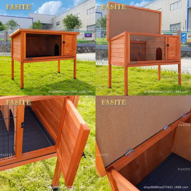 For Rabbit Cat Pigeon Outdoor Wooden Cage House Nest Single Layer Pet Kennel Weatherproof Durable Garden Backyard Shelter