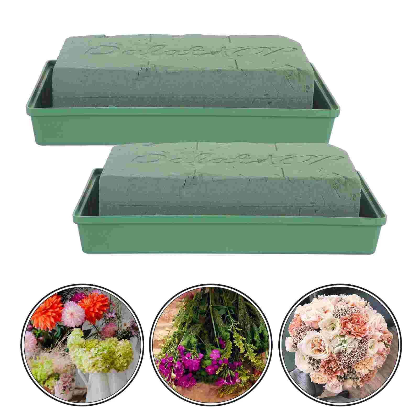 

2 Pcs Cemetery Headstone Flower Saddle DIY Arrangement Floral Foams Tombstone Arranging Squares Mud Plastic Plate Bowls