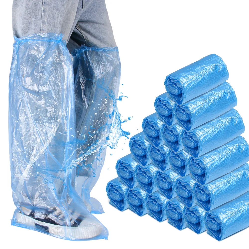 1/5/10Pairs Thick Waterproof Disposable High-Top Waterproof Anti-Slip Plastic Rain Shoe Covers