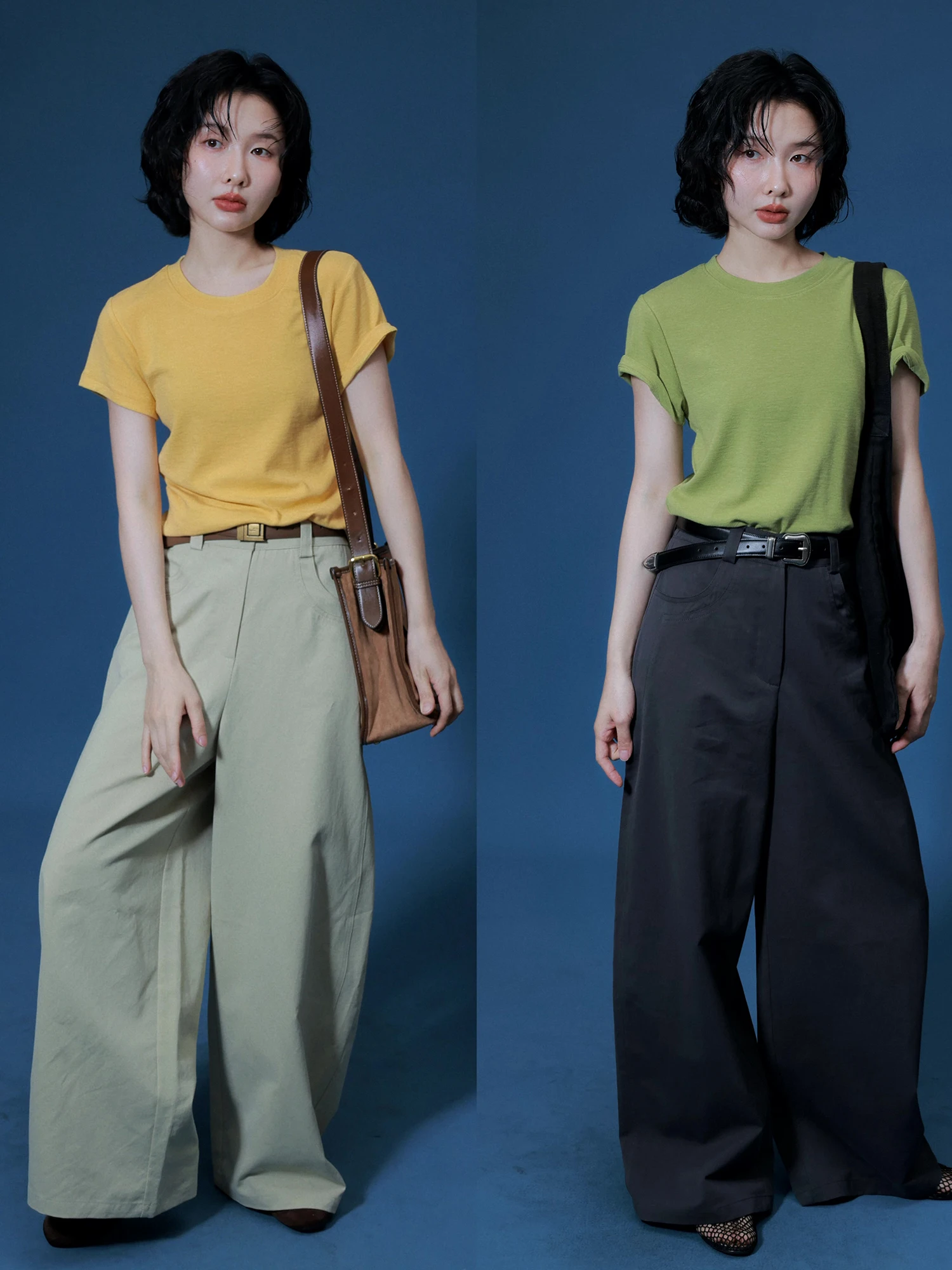 

Ivy Yang Vintage Wide Leg Cotton Linen Casual Pants Loose Workwear Trousers for Women Straight Cut Spring Season Natural Waist