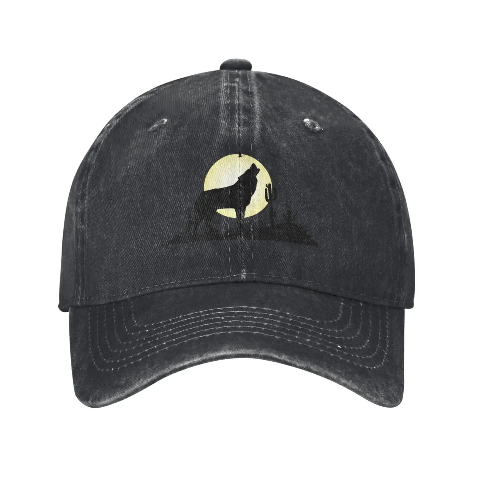 The Wolf Howls Under The Moon Baseball Cap for Men Women Hats Denim Trucker Caps Dad Hat