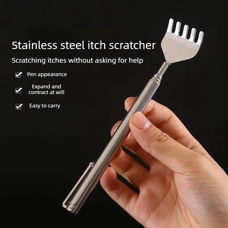 Silvery Portable Telescopic Back Scratcher Extendable Stainless Steel for Men & Women Gift for Mothers and Fathers