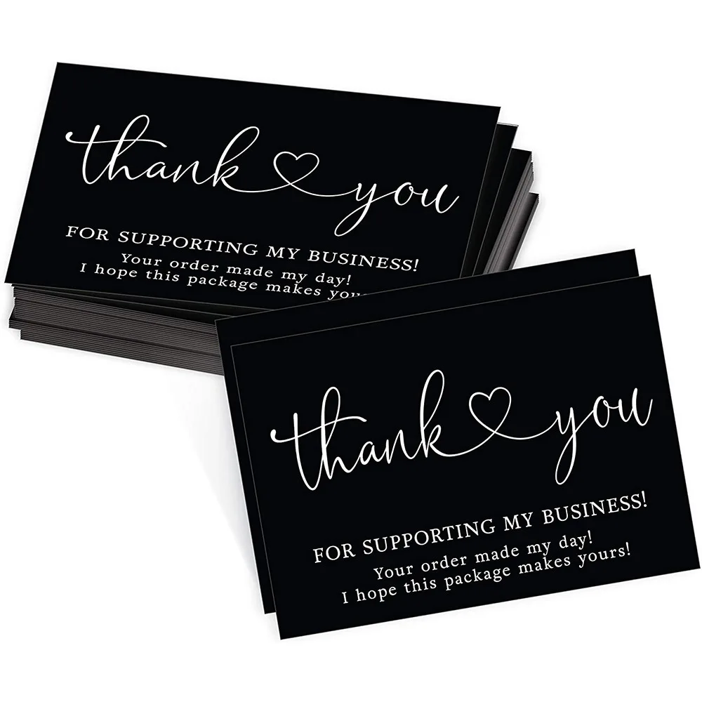 

50Pcs Thank You for Your Order Card Black Cards for Supporting Business Small Shop Gift Decoration Greeting Card