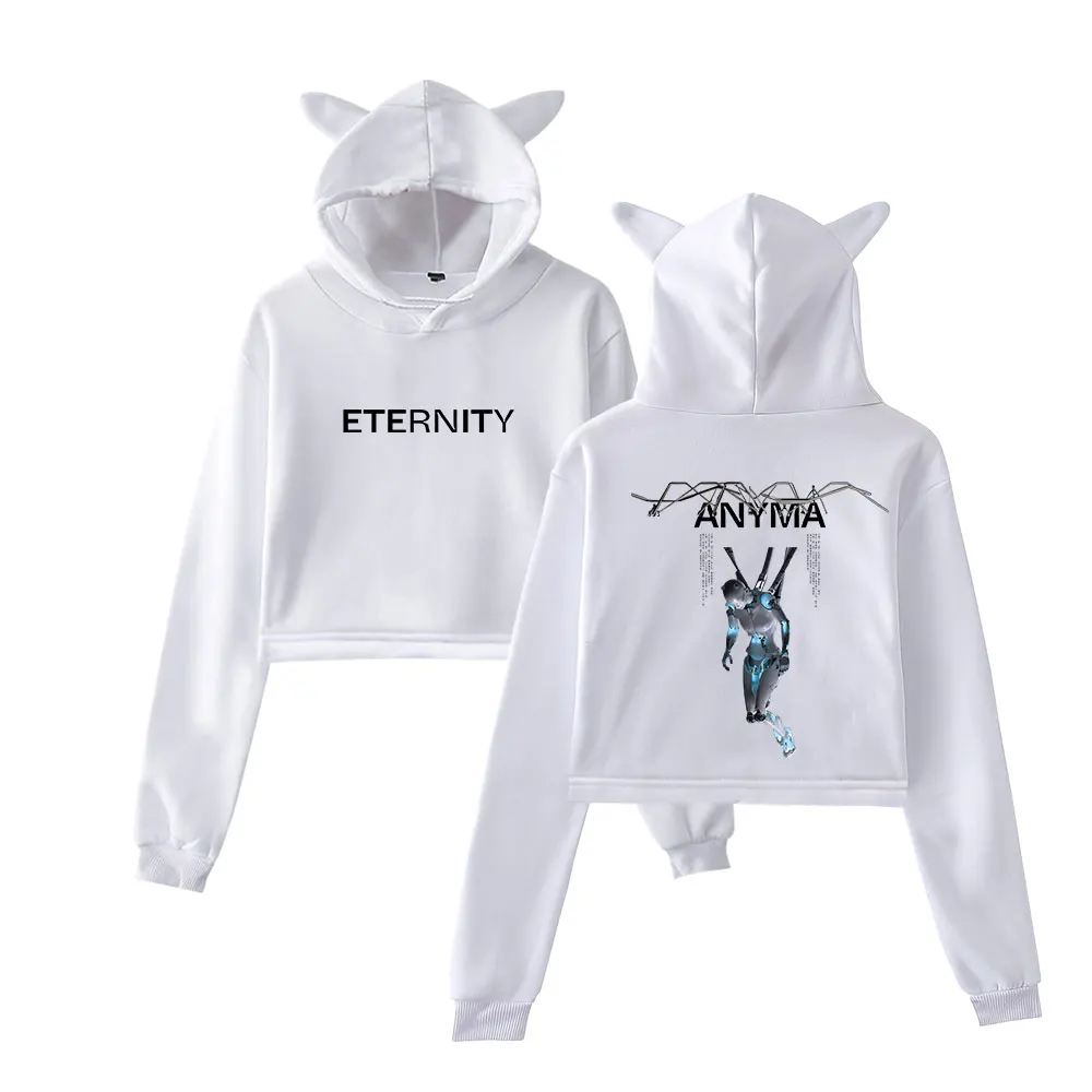 Anyma Tour 2024 Hoodie Womens Girls Cat Ear Sweatshirts Hip Hop Short Hooded Pullover Crop Top