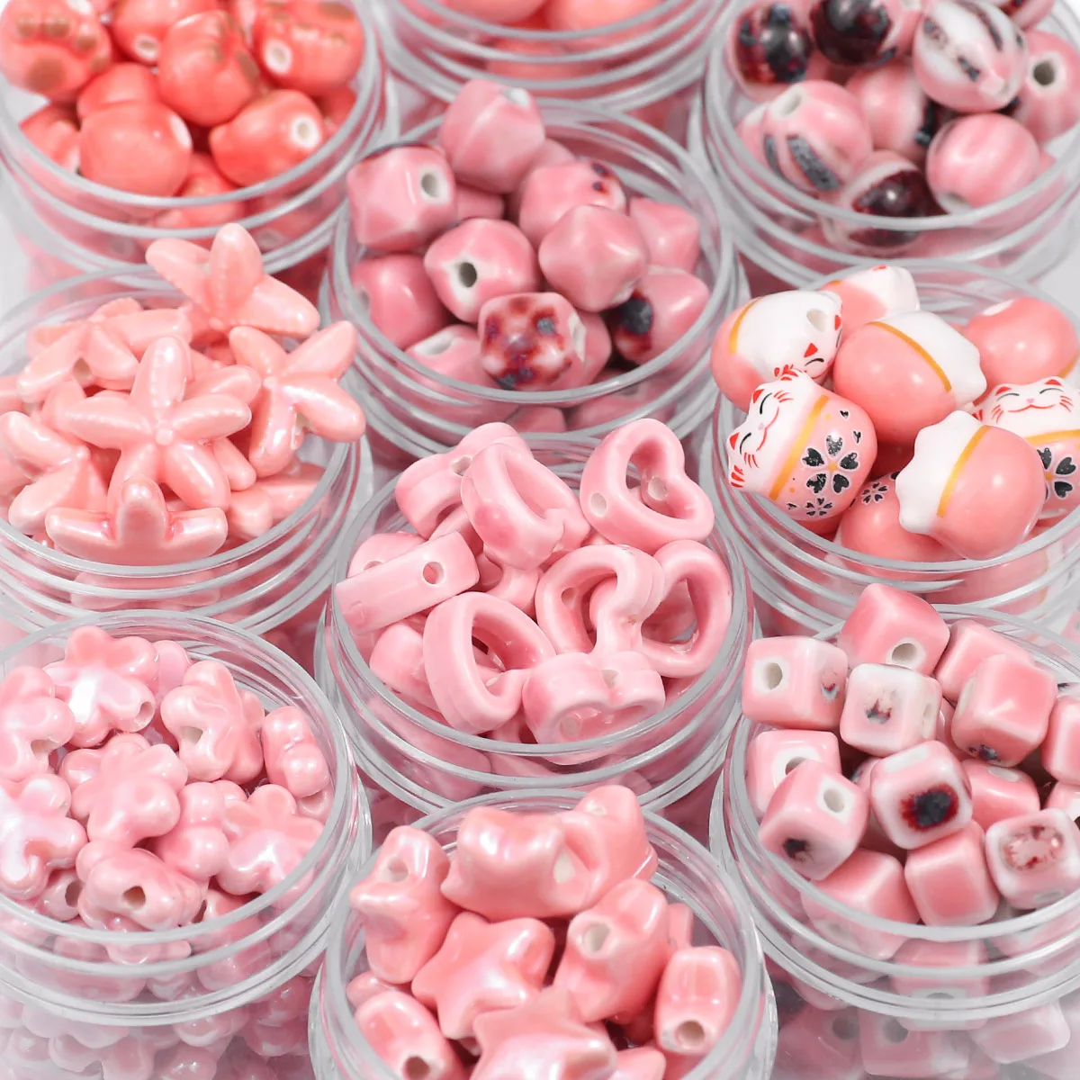 1/2/3/5pcs Pink Series Ceramic Loose Beads Multiple Shapes Available Beads For Jewelry Making DIY Bracelets Necklace Accessories