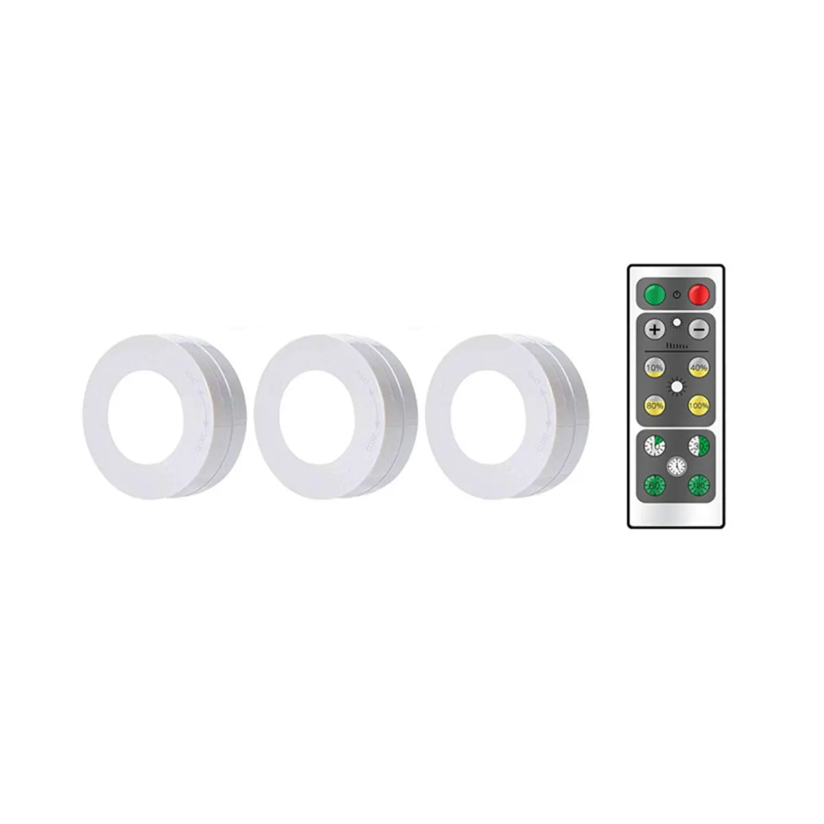 4pcs Wireless LED Cabinet Light Set with Brightness Adjustable Remote Control Cupboard Accent Lighting - White Light