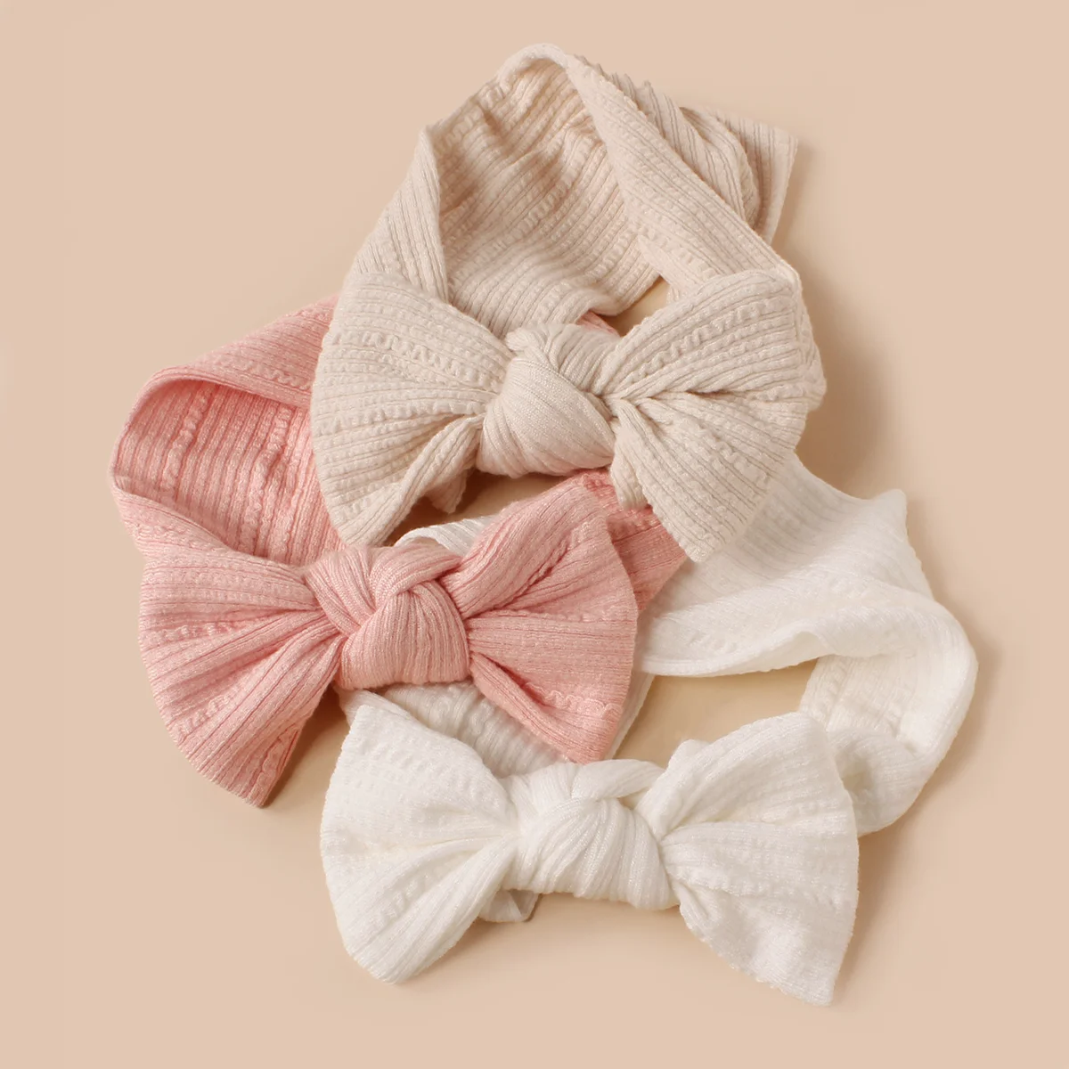 3Pcs/Set Newborn Jacquard Top Knot Soft Nylon Stretchy Bow Headband For Girls Kids Fashion Daliy Hair Accessories