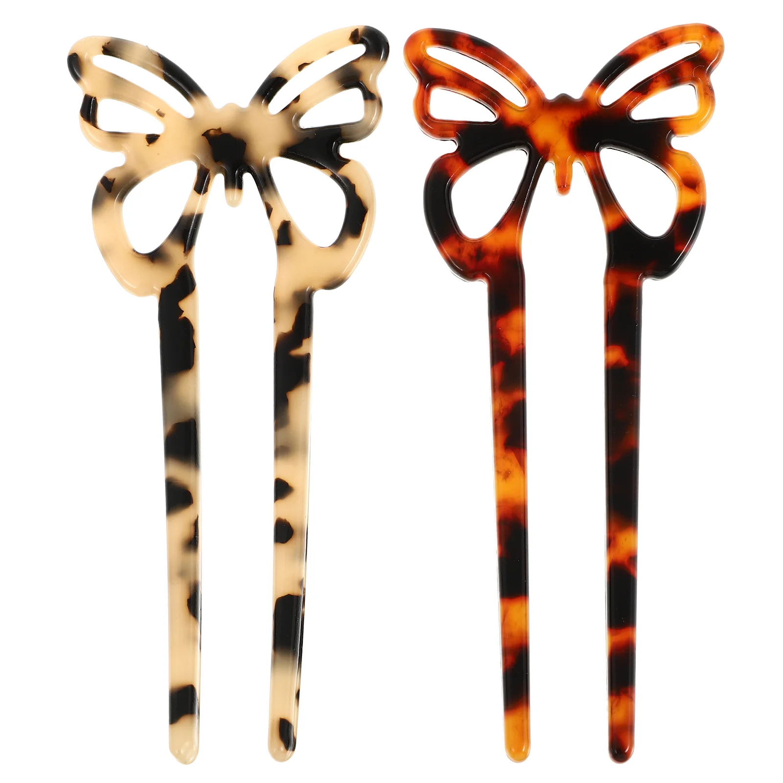 

2 Pcs U-shaped Hairpin Premium Material Butterflies French Wavy Hairpins Unique Accessory Forks Acetate Sheet Style Chignon